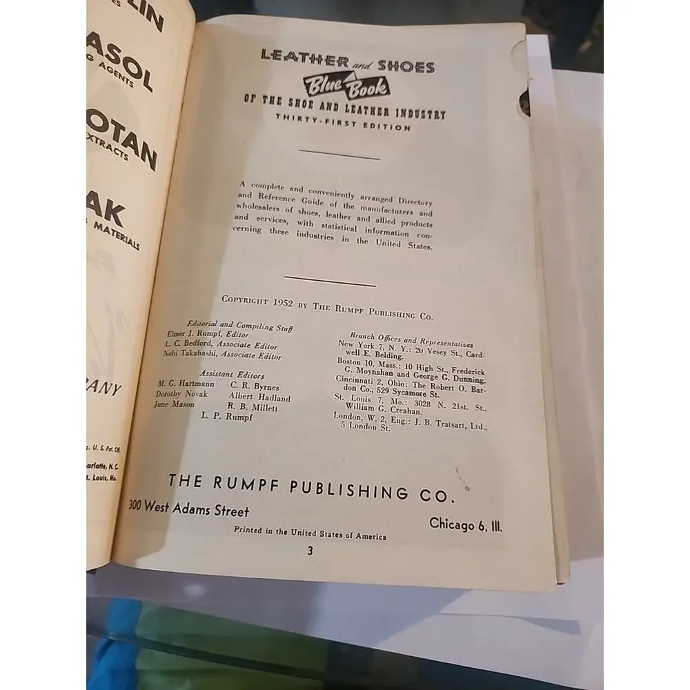 1952 Blue Book Shoe & Leather Industry Catalog Manual Evans HC Vintage Ads